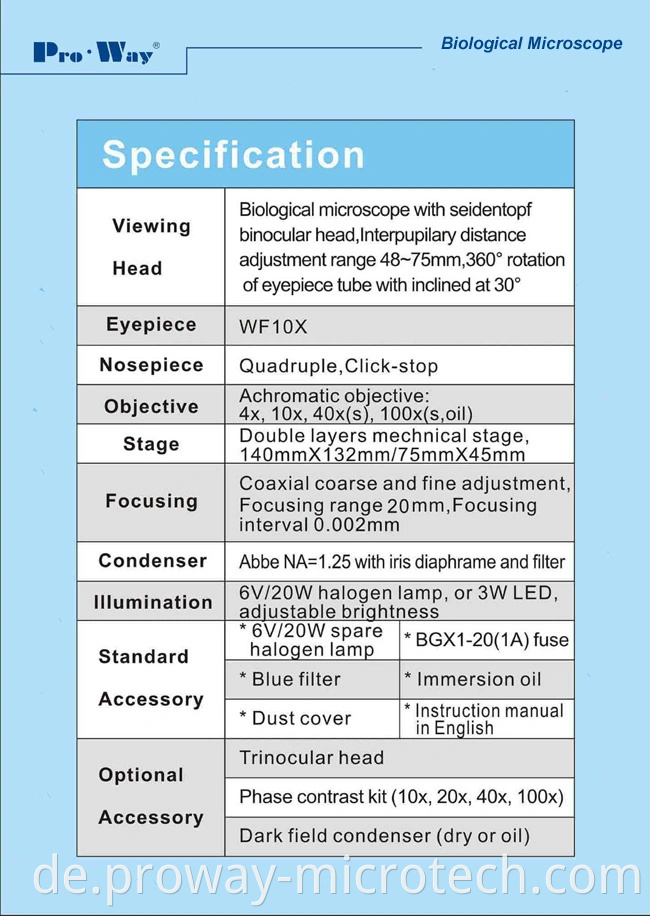 40x-1000x LED SEIDIENDOPF Trinokulares biologisches Mikroskop (XSZ-PW207T)